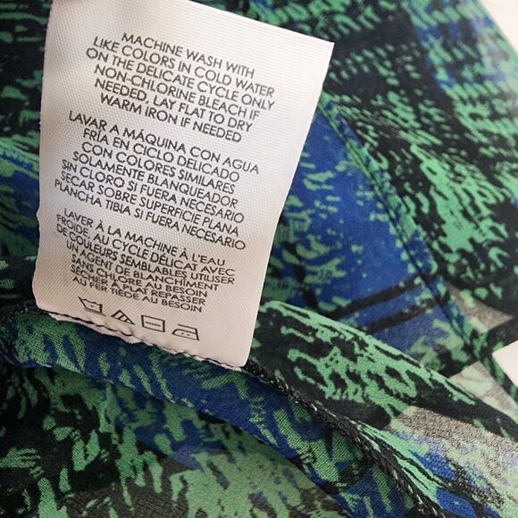 CABI Women's Top Medium Green Painted Plaid Paradox Layered Blouse Style 3770 - Picture 13 of 13